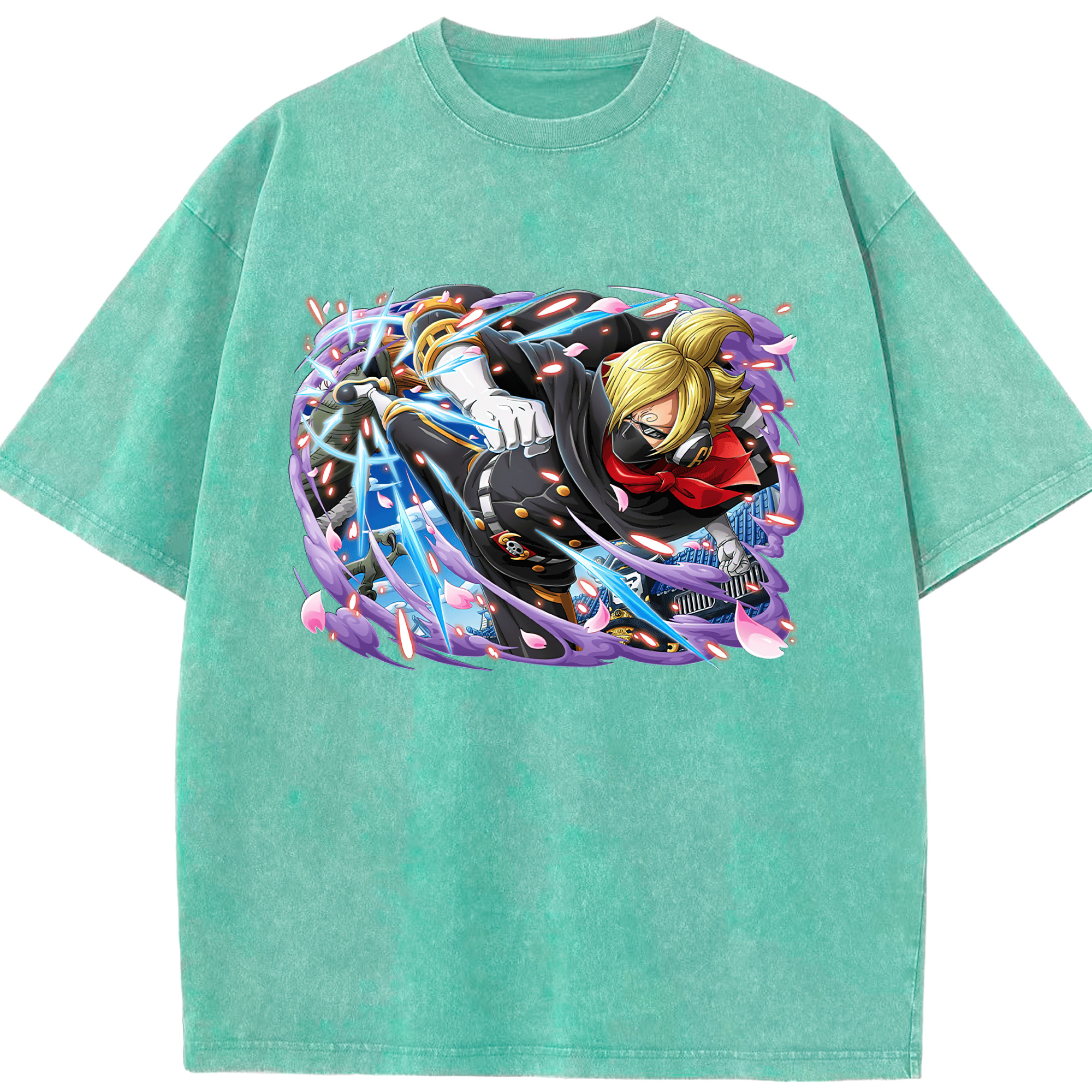 ワンピース サンジ ONE PIECE Sanji 綿100% ヴィンテージ風 半袖Tシャツ（フロントプリント）